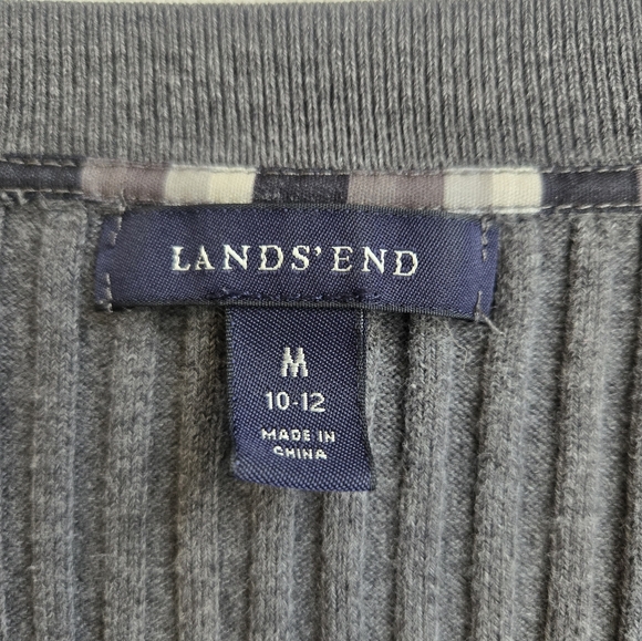 Lands' End Gray Ribbed Cardigan - Picture 3 of 5